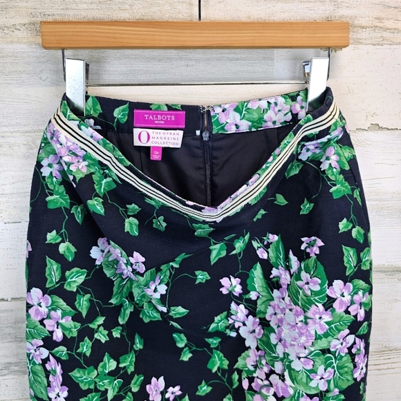 Talbots The Oprah Magazine Collection Floral Skirt Sz 12 Petite Navy Spring Chic - Picture 12 of 14